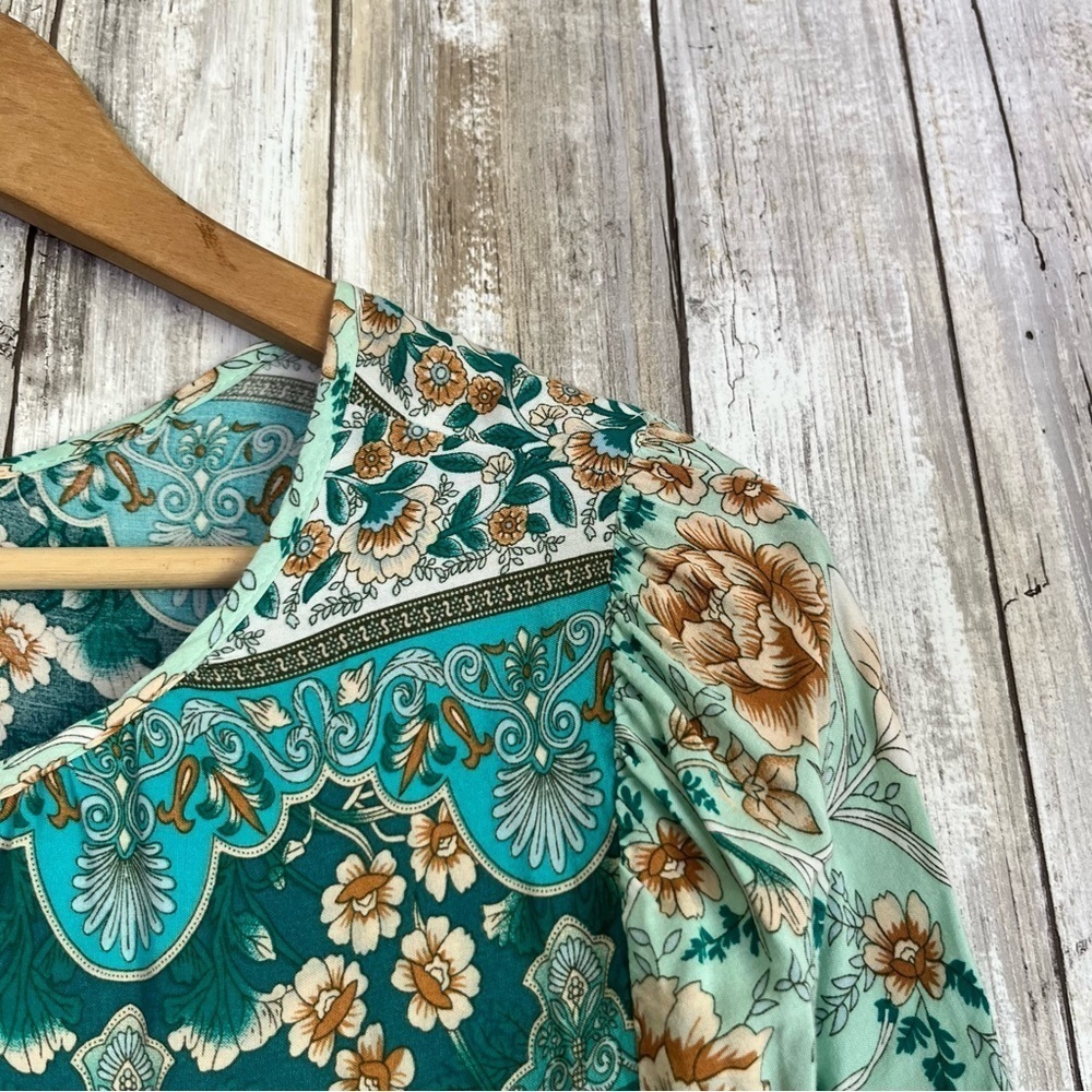 Umgee Mint Boho Floral Blouse - Picture 6 of 7